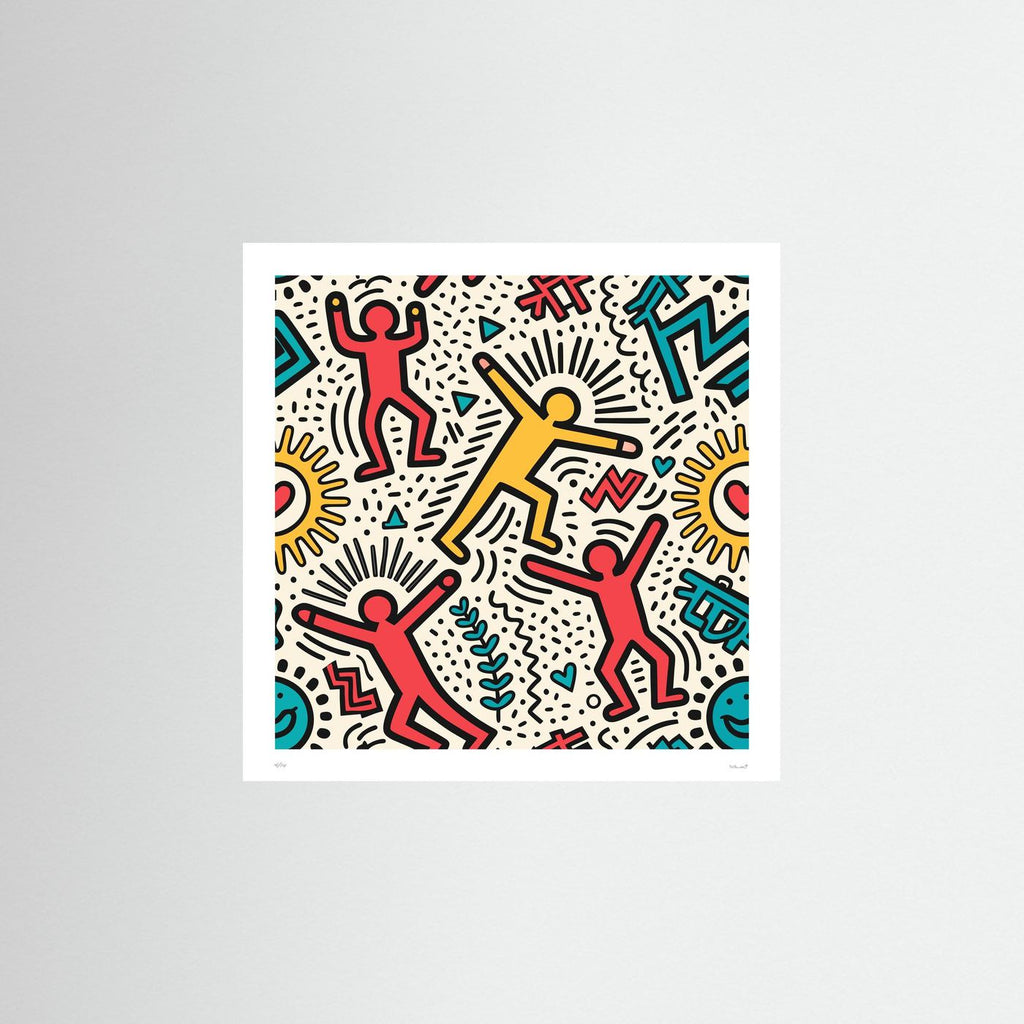Street Art Print – Colourful Dancing Figures Poster, Bold Urban Wall Art for Modern Interiors
