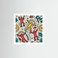 Street Art Print – Colourful Dancing Figures Poster, Bold Urban Wall Art for Modern Interiors