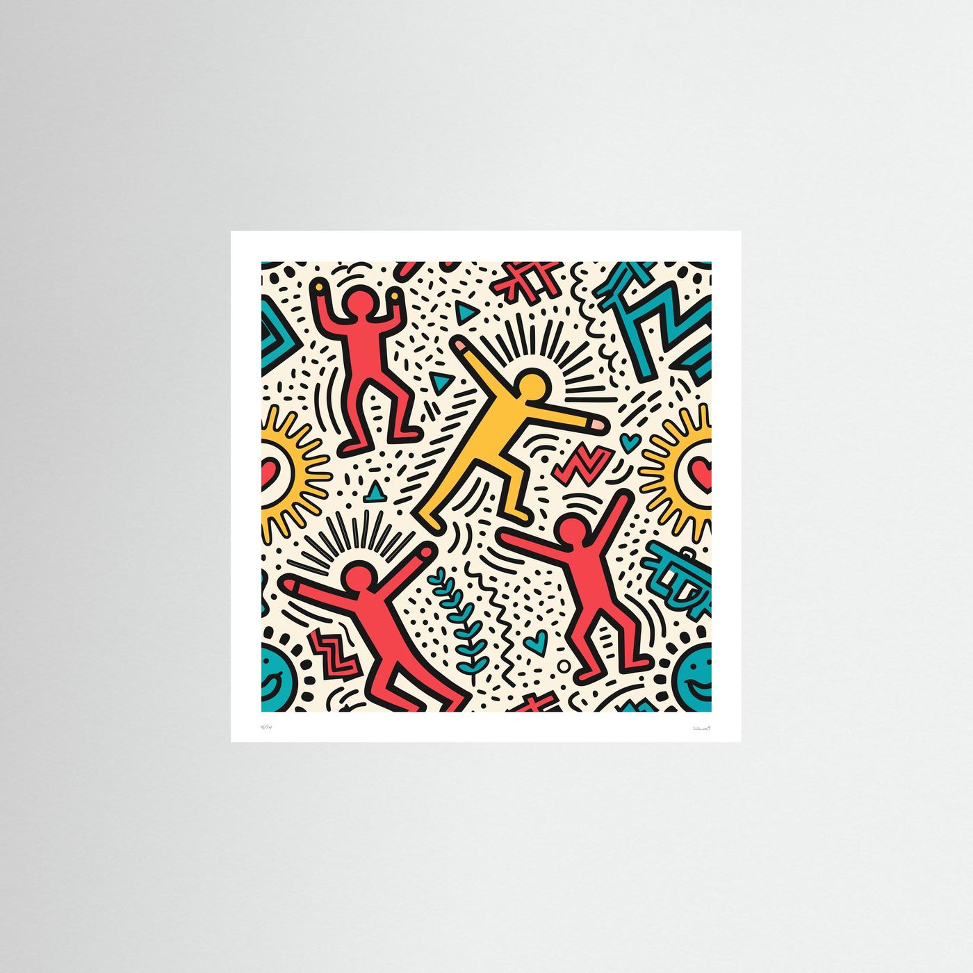 Street Art Print – Colourful Dancing Figures Poster, Bold Urban Wall Art for Modern Interiors