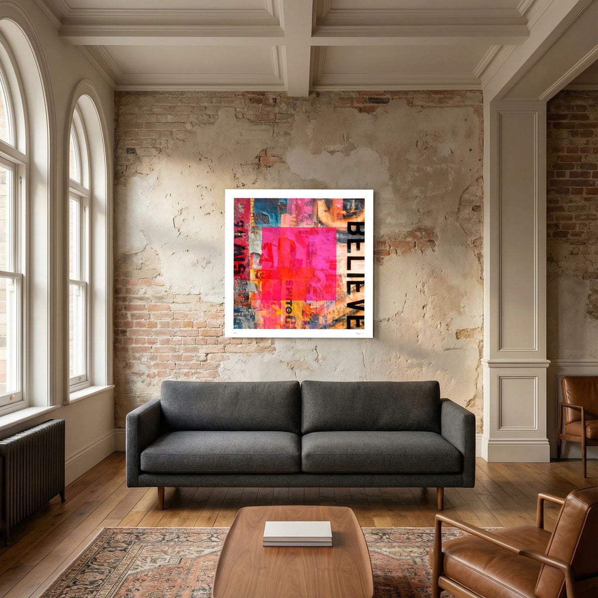 Hot Block – Pink Abstract Collage Wall Art Print