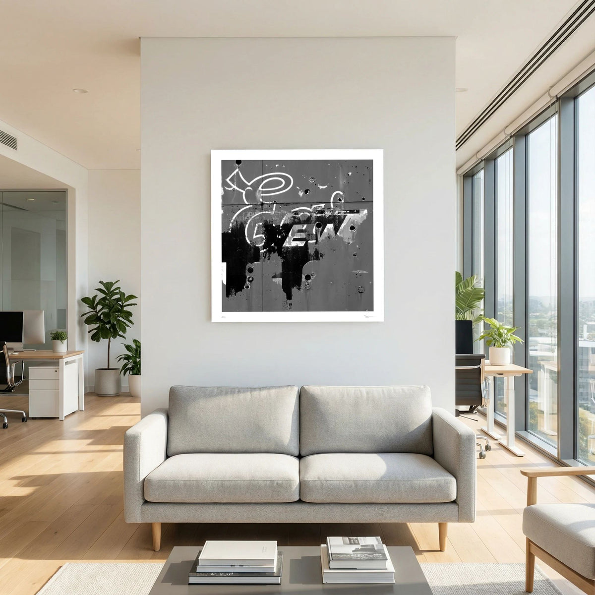 Ghost Type – Black & White Abstract Urban Wall Art Print