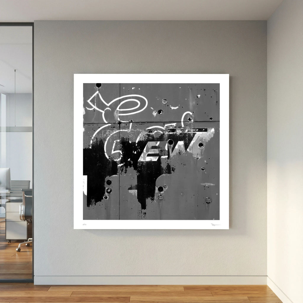 Ghost Type – Black & White Abstract Urban Wall Art Print