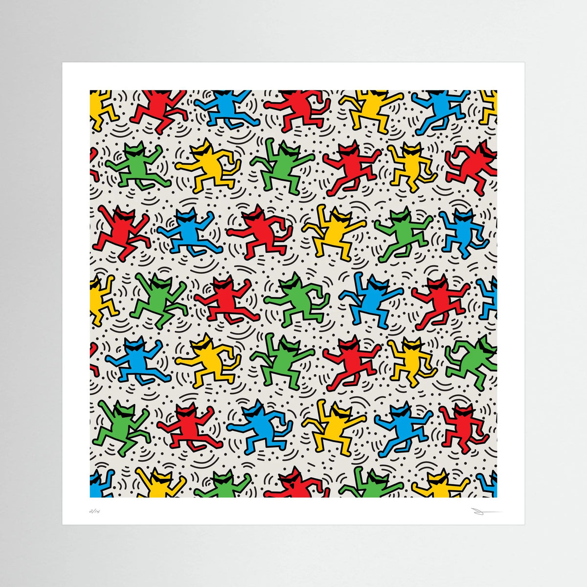 Cool Cats – Colourful Dancing Cat Pop Art Print