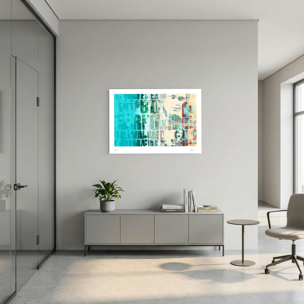 Broken Headlines – Turquoise Abstract Typography Collage Wall Art