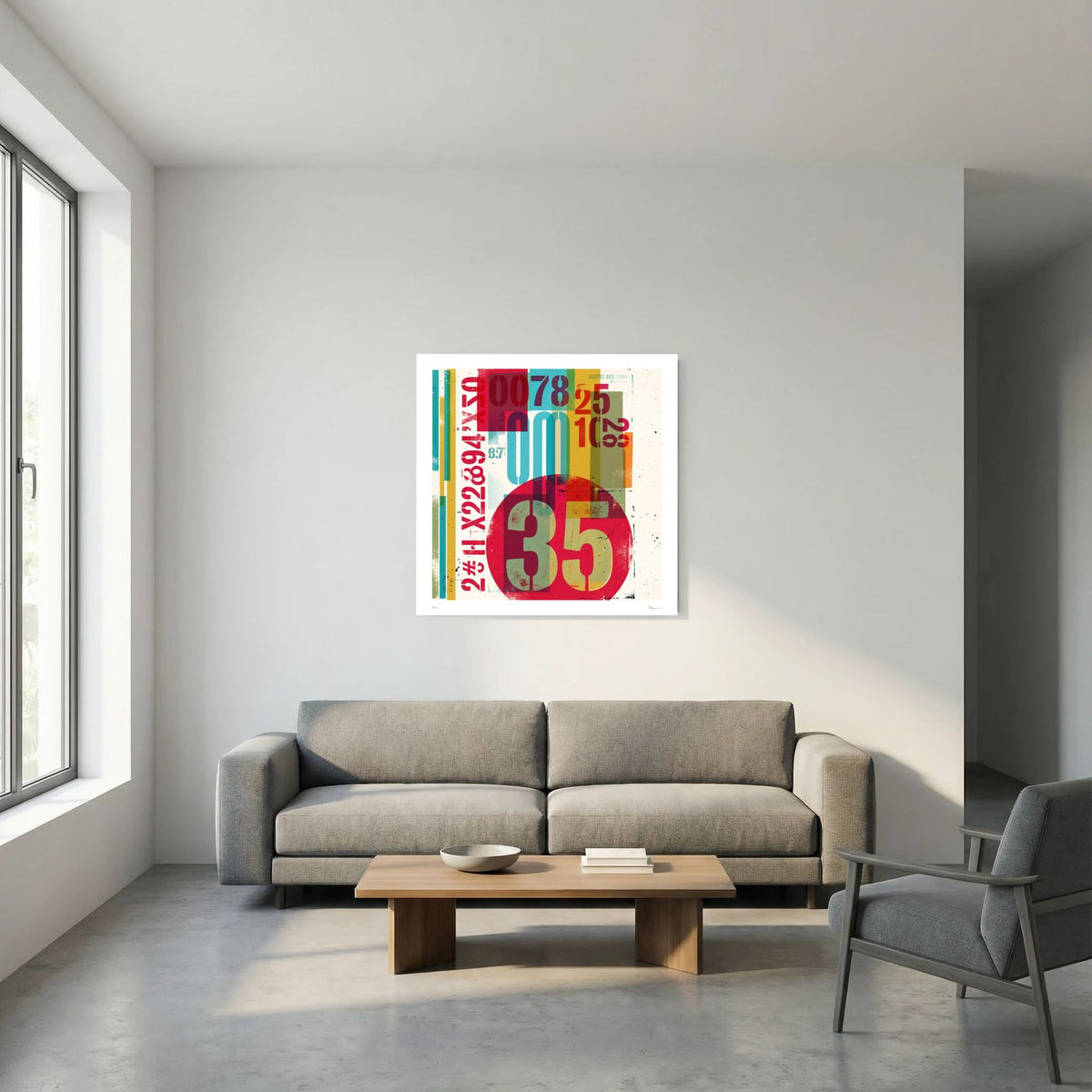 Thirty Five – Retro Typography Abstract Art Print