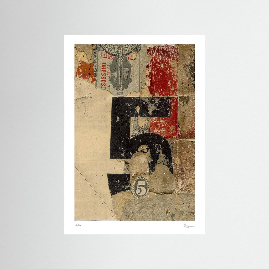 Surface Five - Urban Number Wall Art – Distressed Street Poster, Contemporary Industrial Print