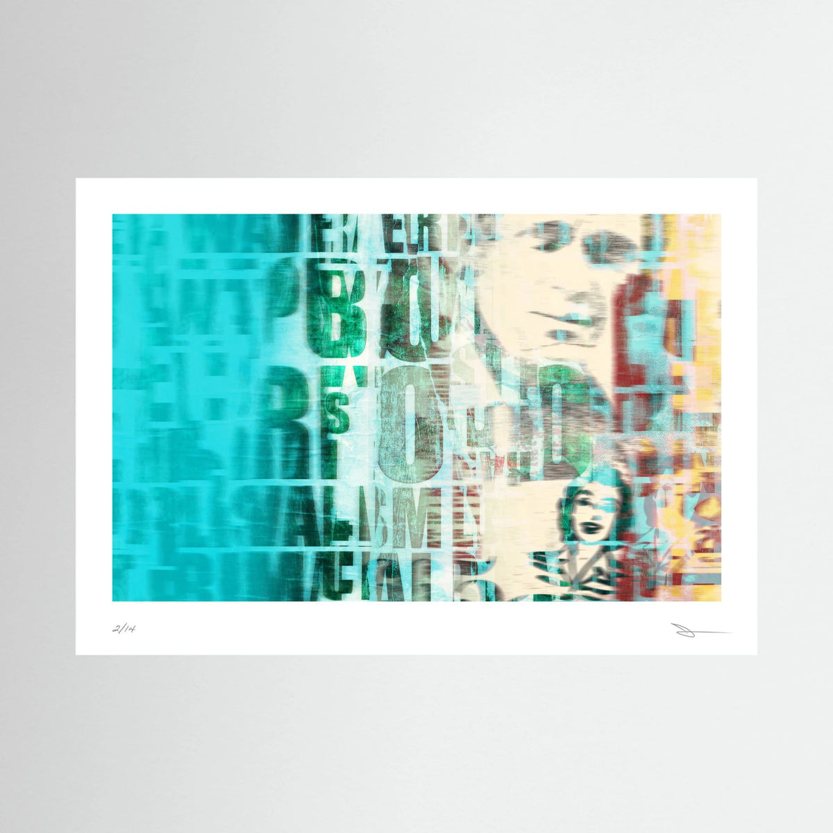 Broken Headlines – Turquoise Abstract Typography Collage Wall Art