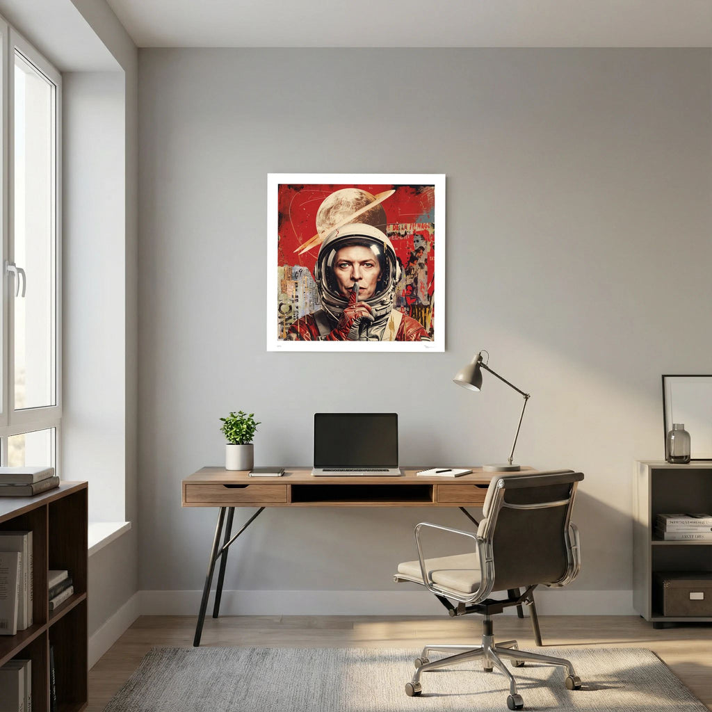 Silent Orbit – Retro Astronaut Collage Wall Art Print
