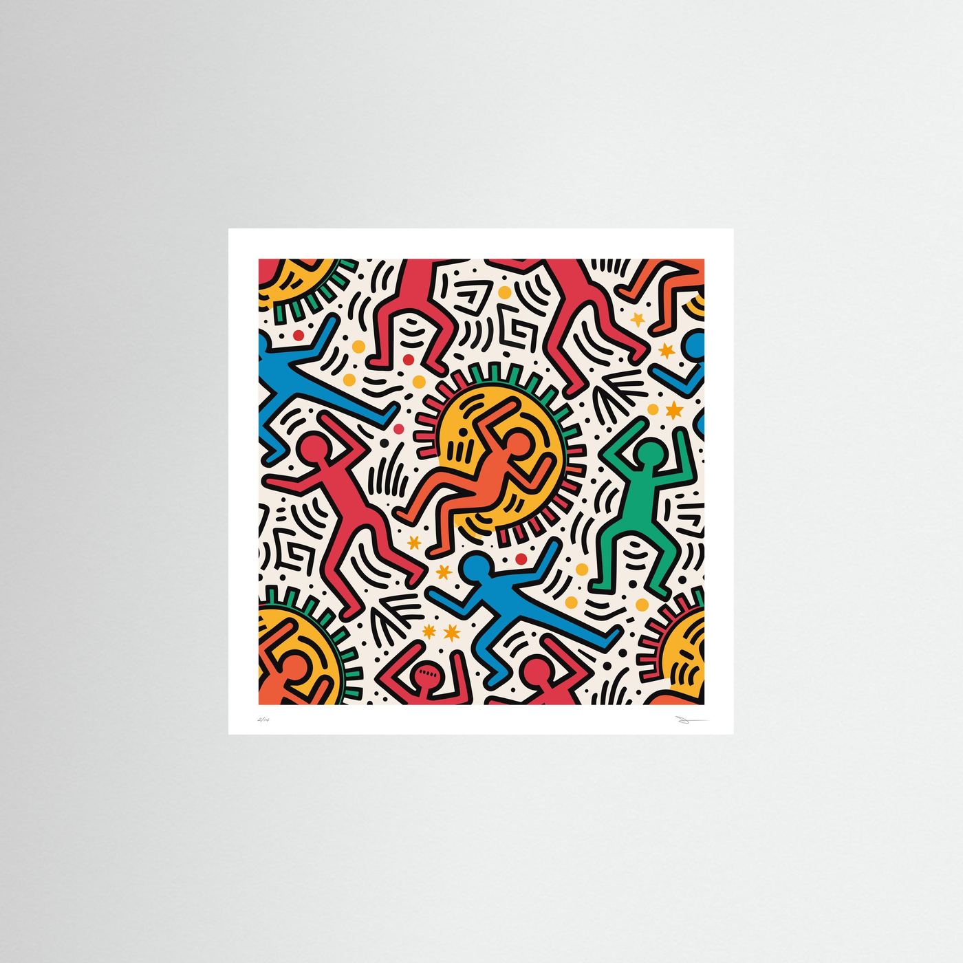 Street Art Print – Colourful Dancing Figures Poster, Bold Urban Wall Art for Modern Interiors