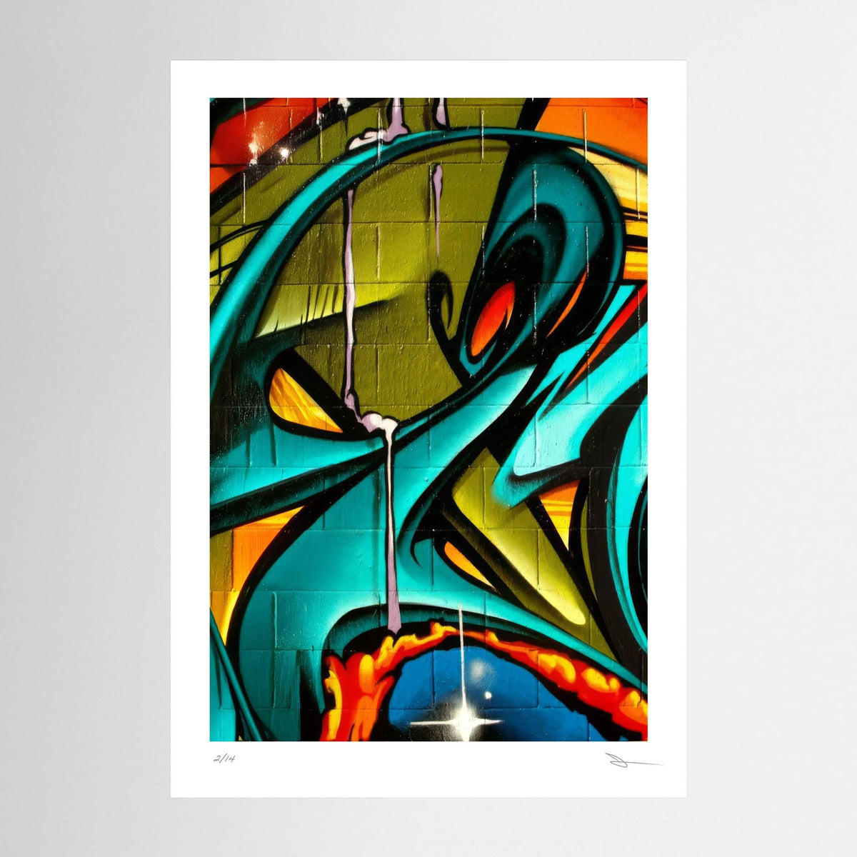 Flow State – Turquoise Abstract Graffiti Wall Art Print