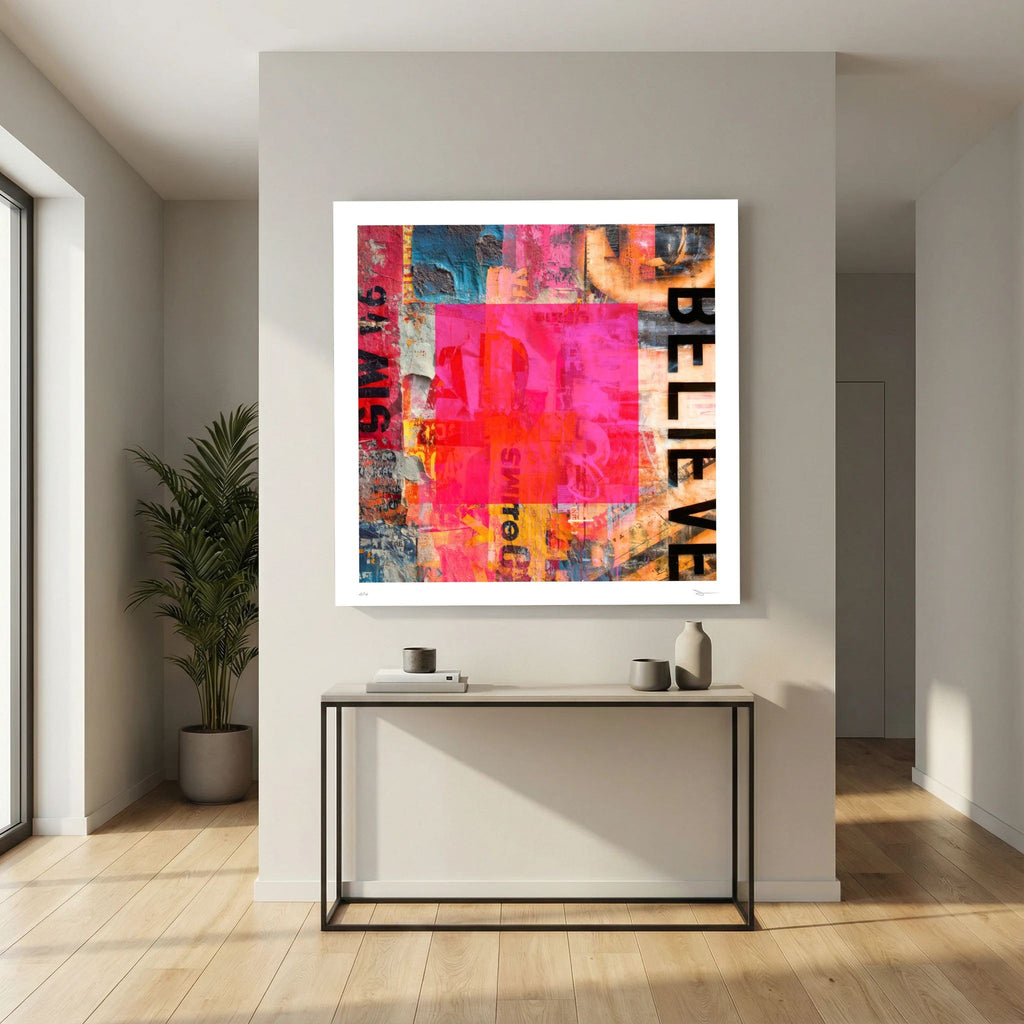 Hot Block – Pink Abstract Collage Wall Art Print