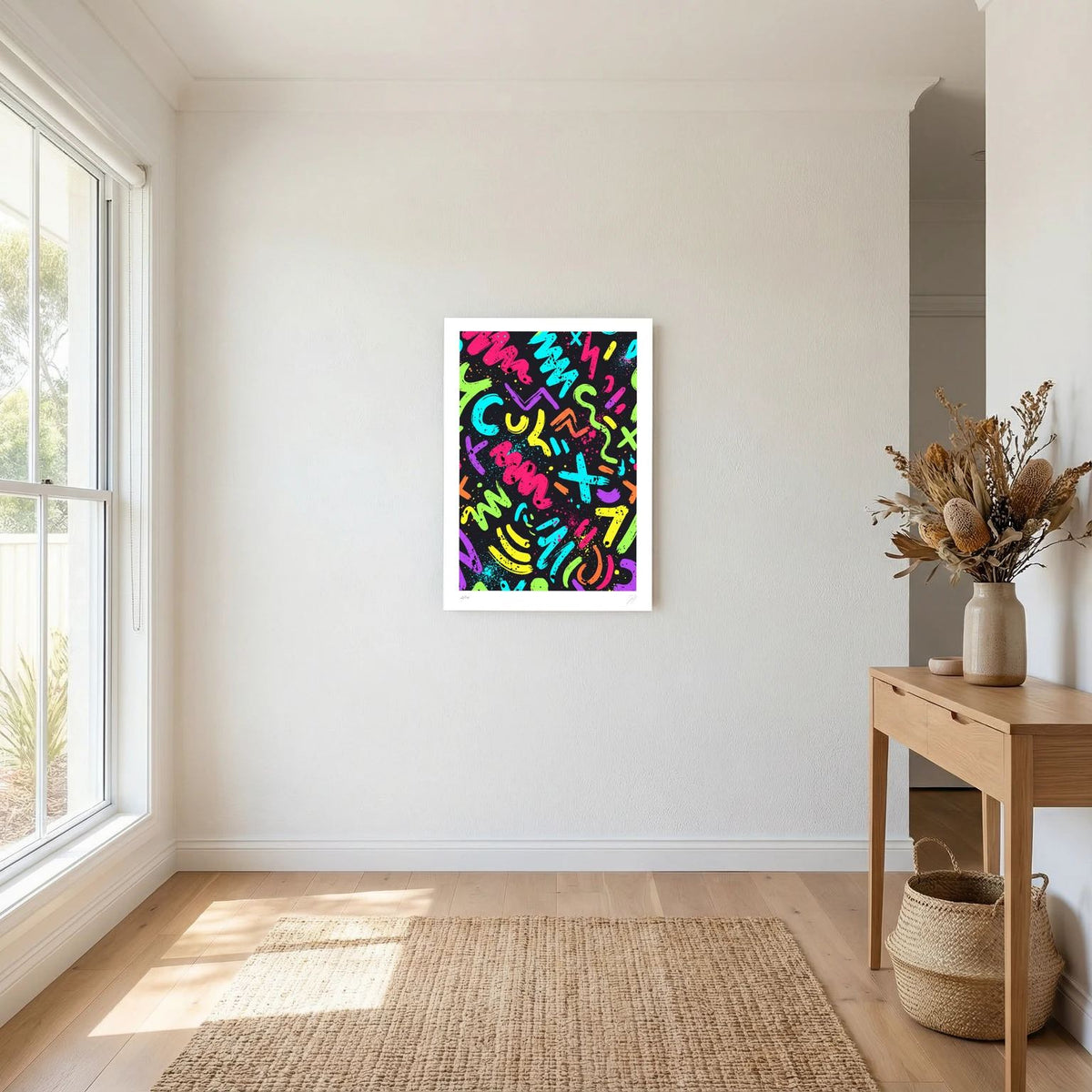 Neon Scribble – Colourful Neon Abstract Street Art Print