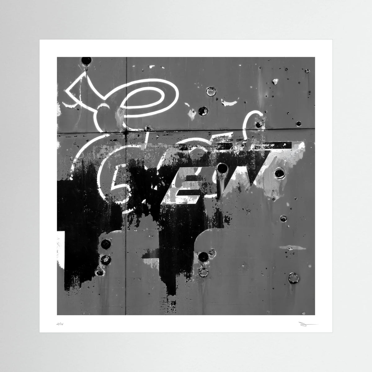 Ghost Type – Black & White Abstract Urban Wall Art Print
