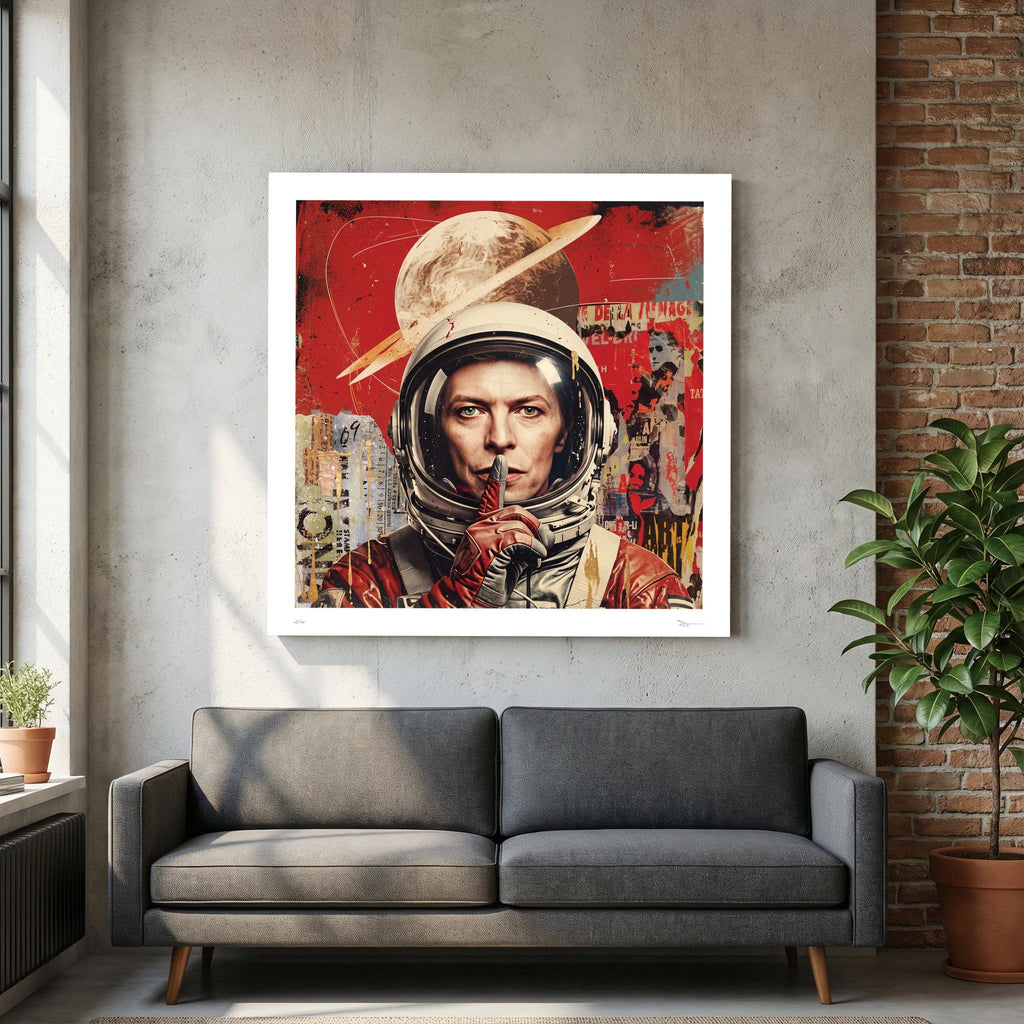 Silent Orbit – Retro Astronaut Collage Wall Art Print