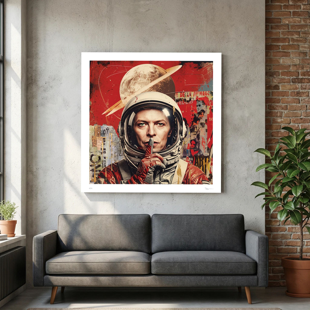 Silent Orbit – Retro Astronaut Collage Wall Art Print