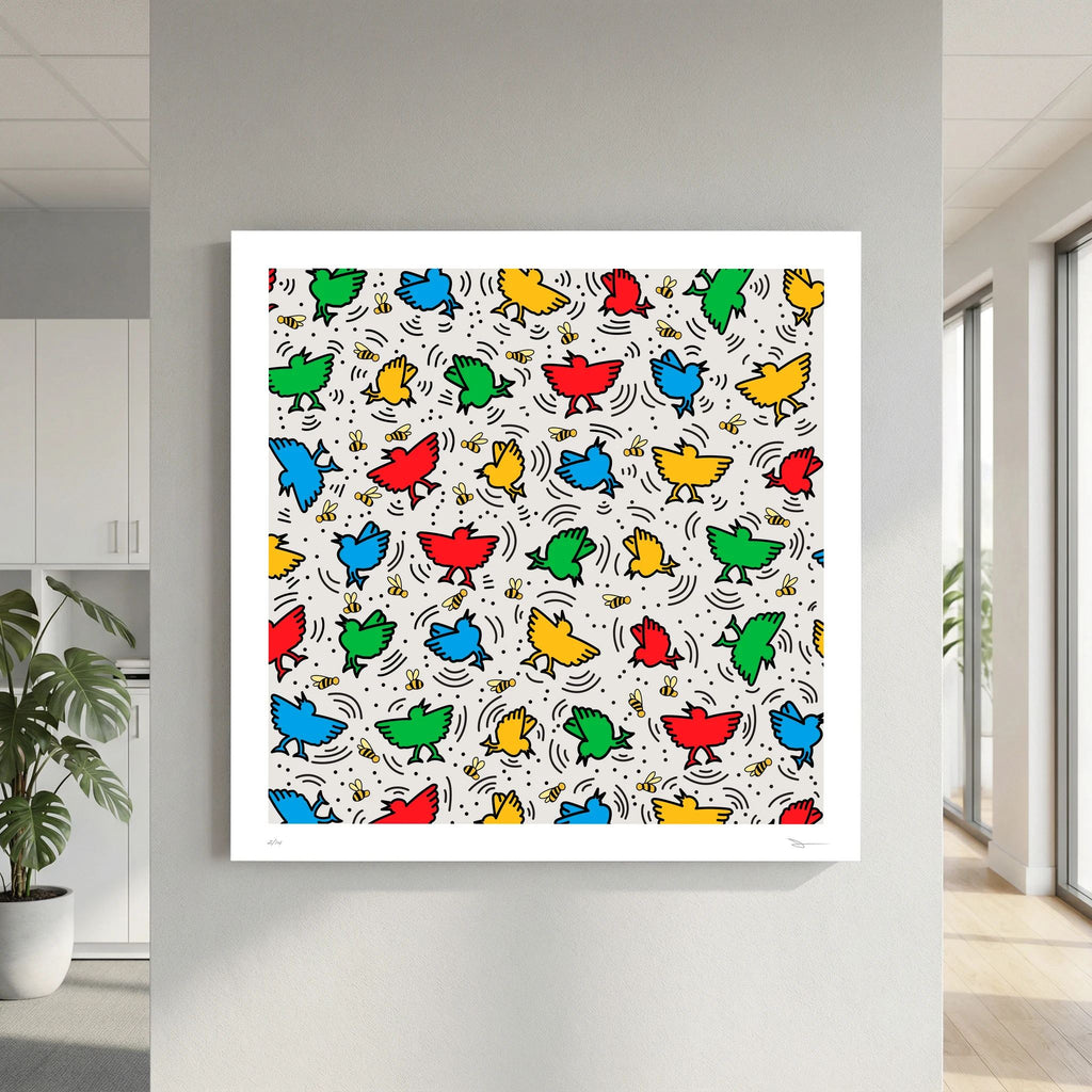 Birds & Bees – Colourful Bird Pop Art Print
