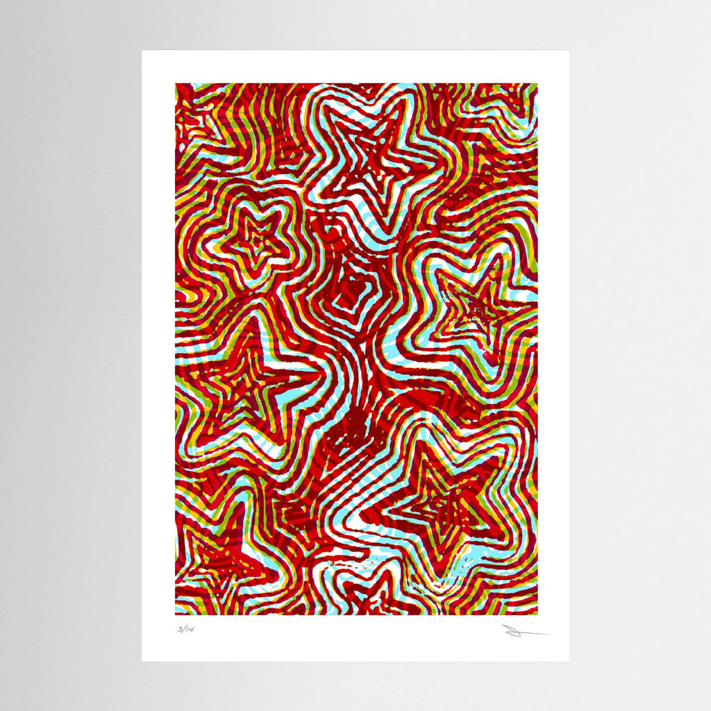 Star Waves – Colourful Psychedelic Abstract Wall Art Print