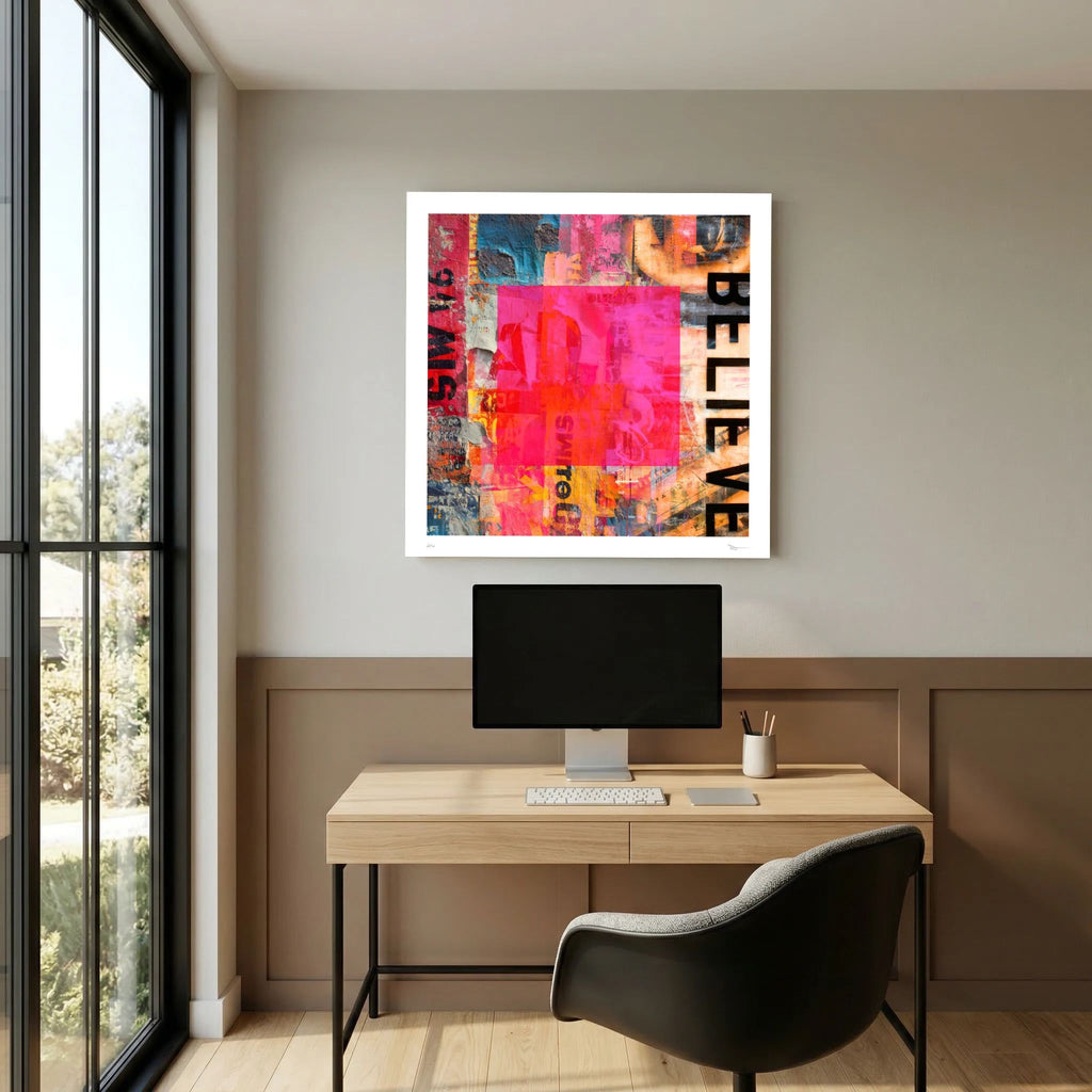 Hot Block – Pink Abstract Collage Wall Art Print