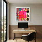 Hot Block – Pink Abstract Collage Wall Art Print