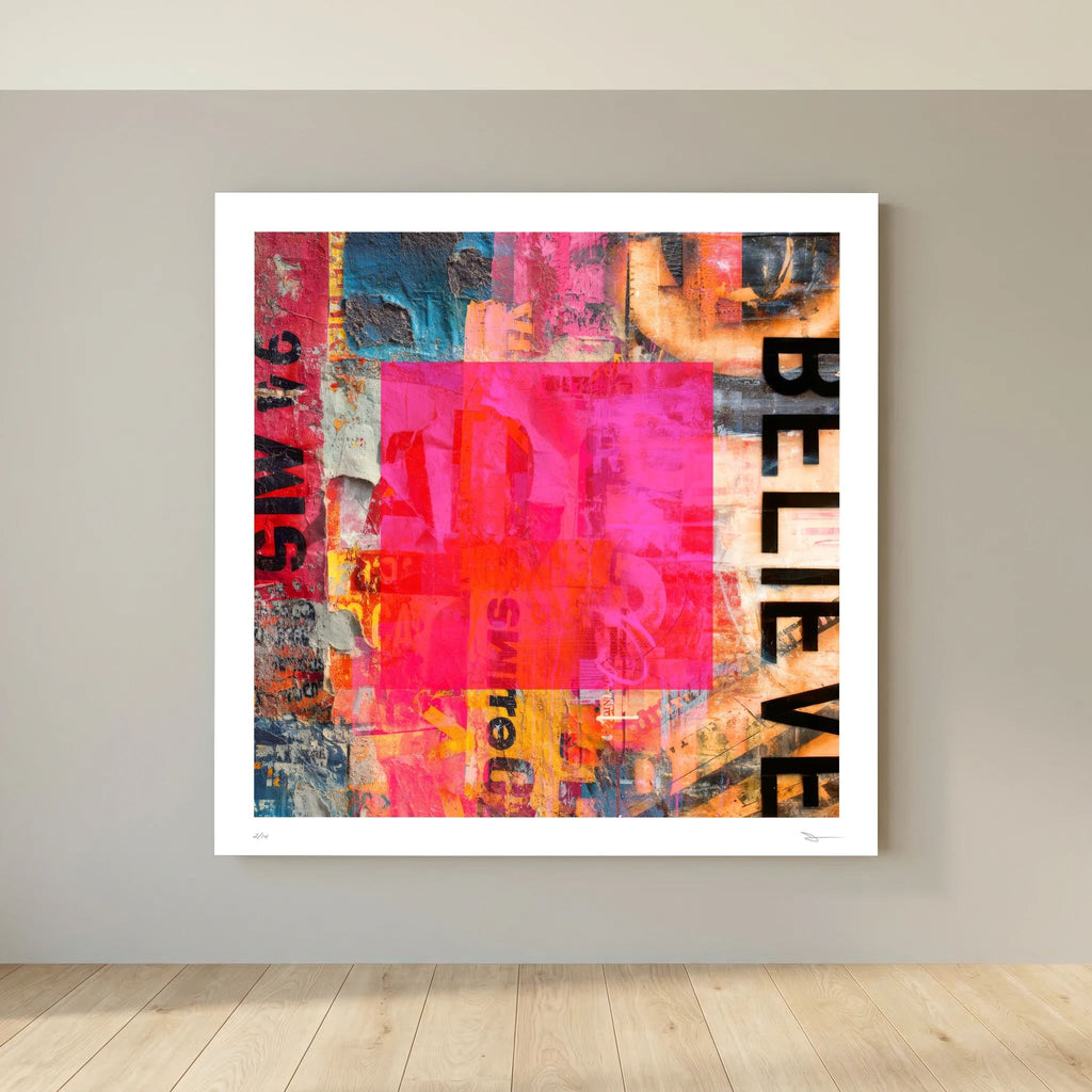 Hot Block – Pink Abstract Collage Wall Art Print