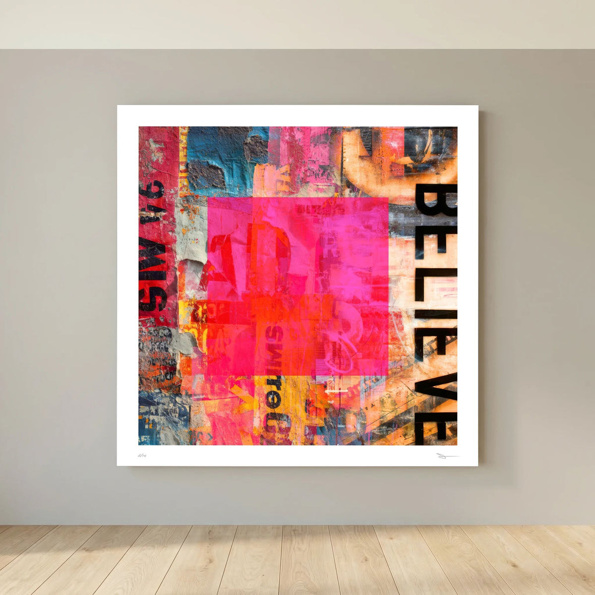 Hot Block – Pink Abstract Collage Wall Art Print