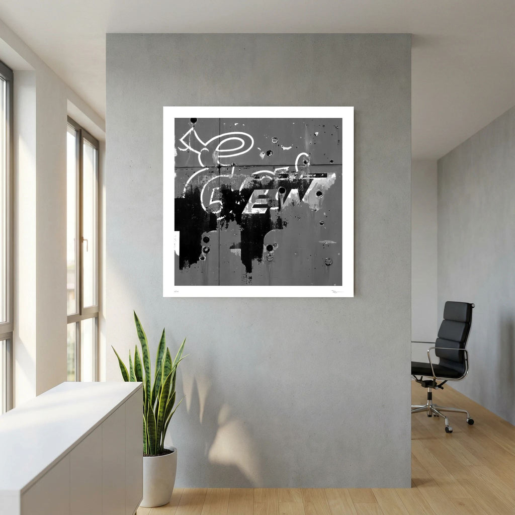 Ghost Type – Black & White Abstract Urban Wall Art Print