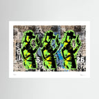 Trigger Happy – Neon Green Cowgirl Graffiti Wall Art Print