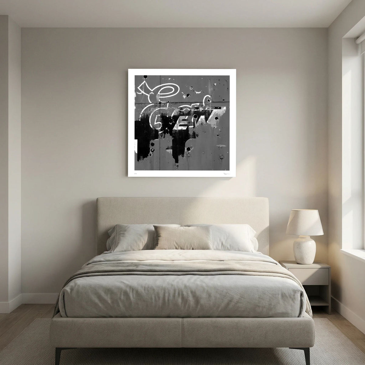 Ghost Type – Black & White Abstract Urban Wall Art Print