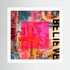 Hot Block – Pink Abstract Collage Wall Art Print