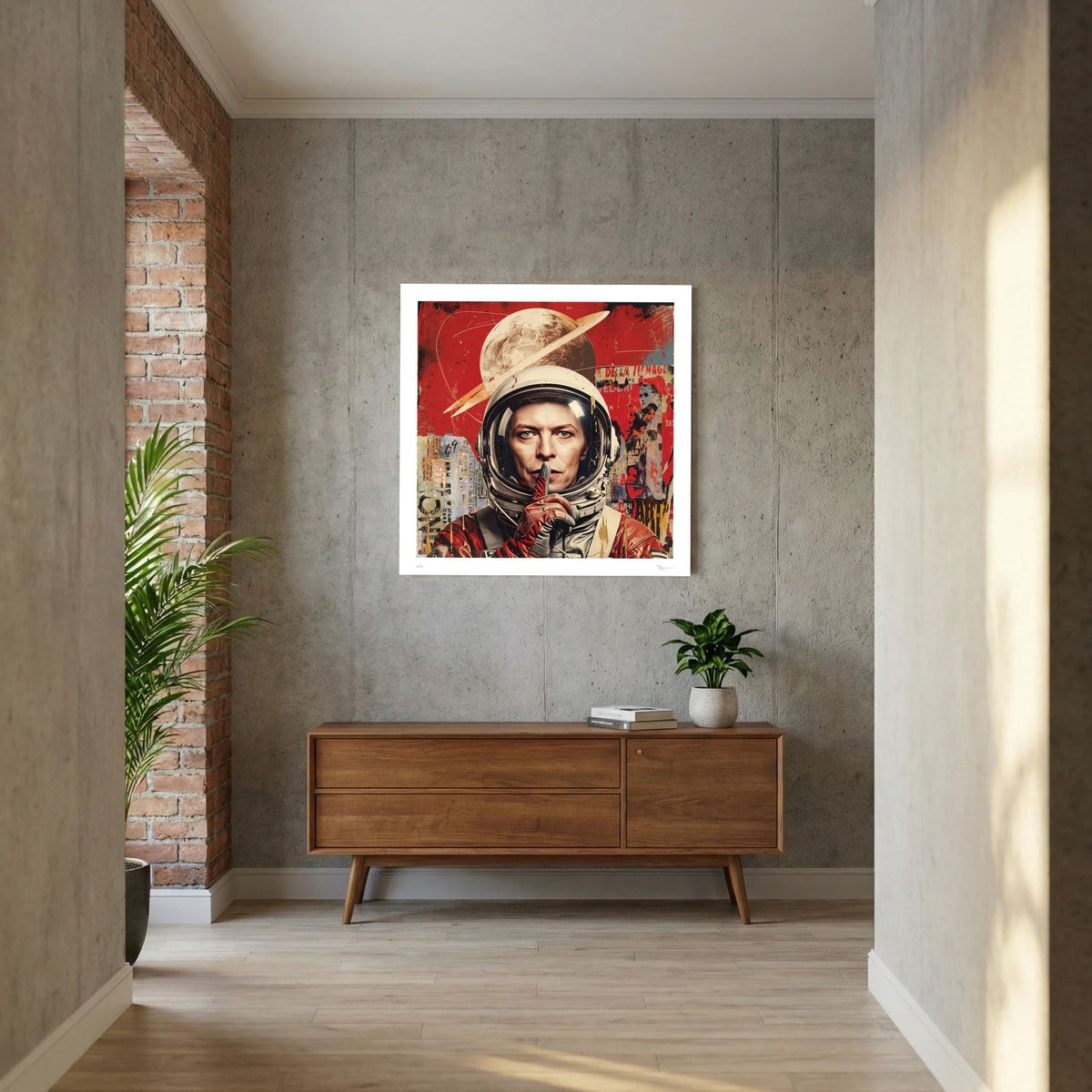 Silent Orbit – Retro Astronaut Collage Wall Art Print