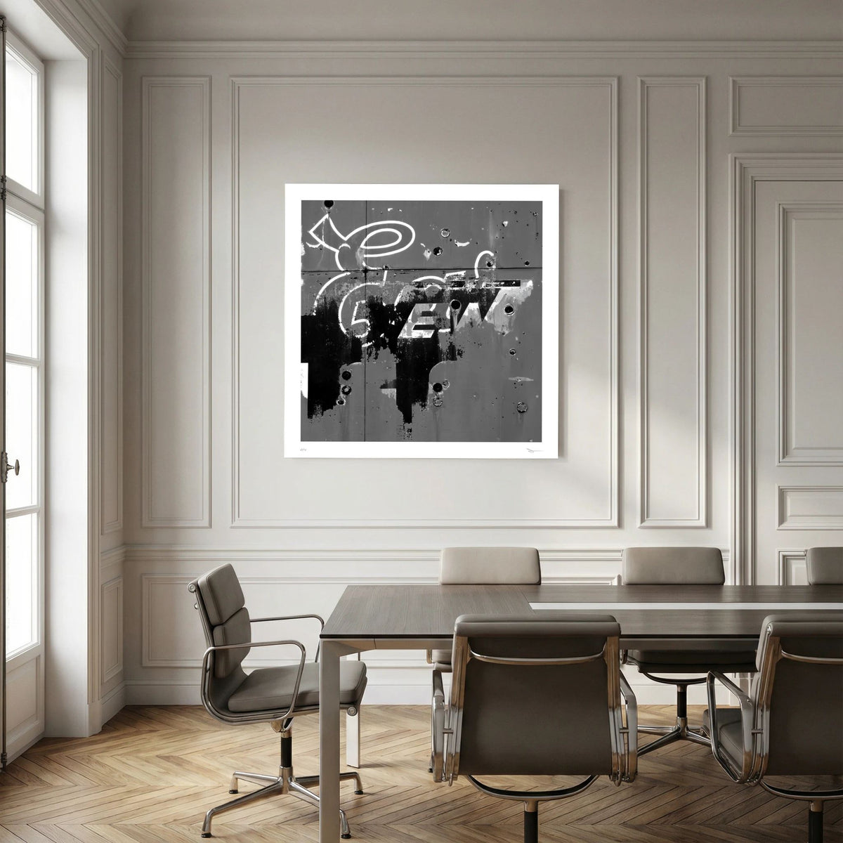 Ghost Type – Black & White Abstract Urban Wall Art Print