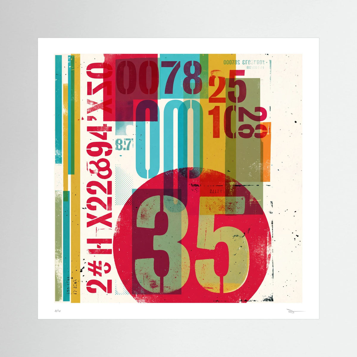Thirty Five – Retro Typography Abstract Art Print