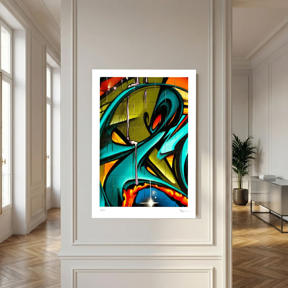 Flow State – Turquoise Abstract Graffiti Wall Art Print