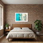 Broken Headlines – Turquoise Abstract Typography Collage Wall Art