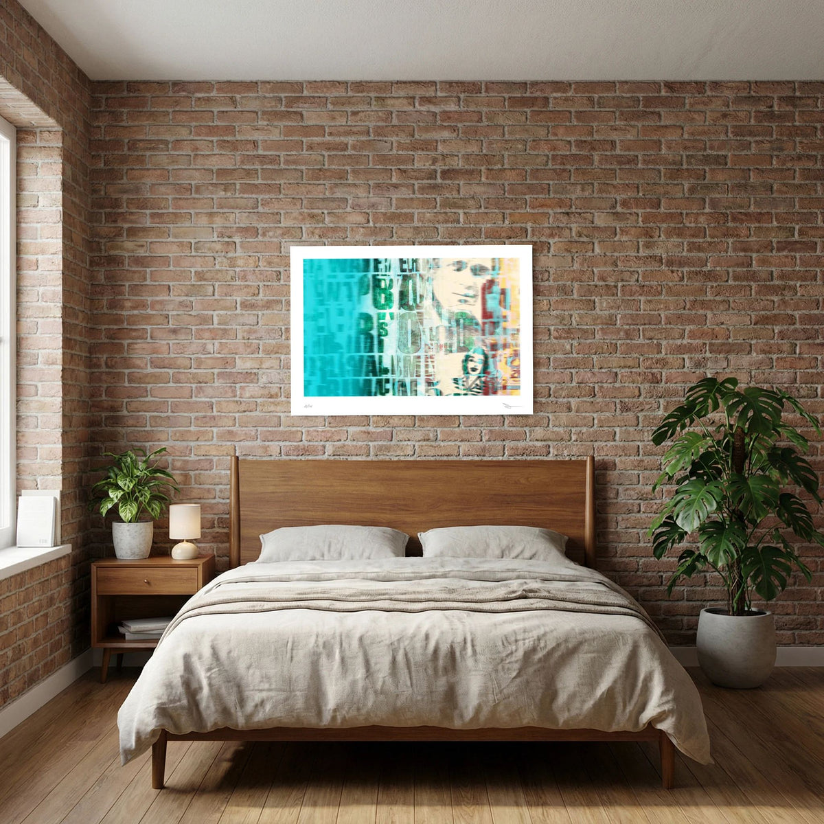 Broken Headlines – Turquoise Abstract Typography Collage Wall Art