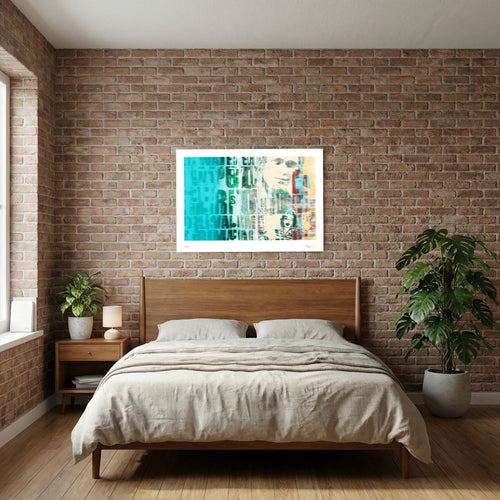 Broken Headlines – Turquoise Abstract Typography Collage Wall Art