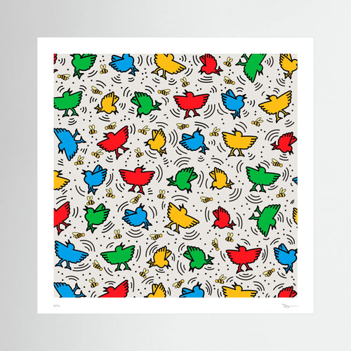 Birds & Bees – Colourful Bird Pop Art Print