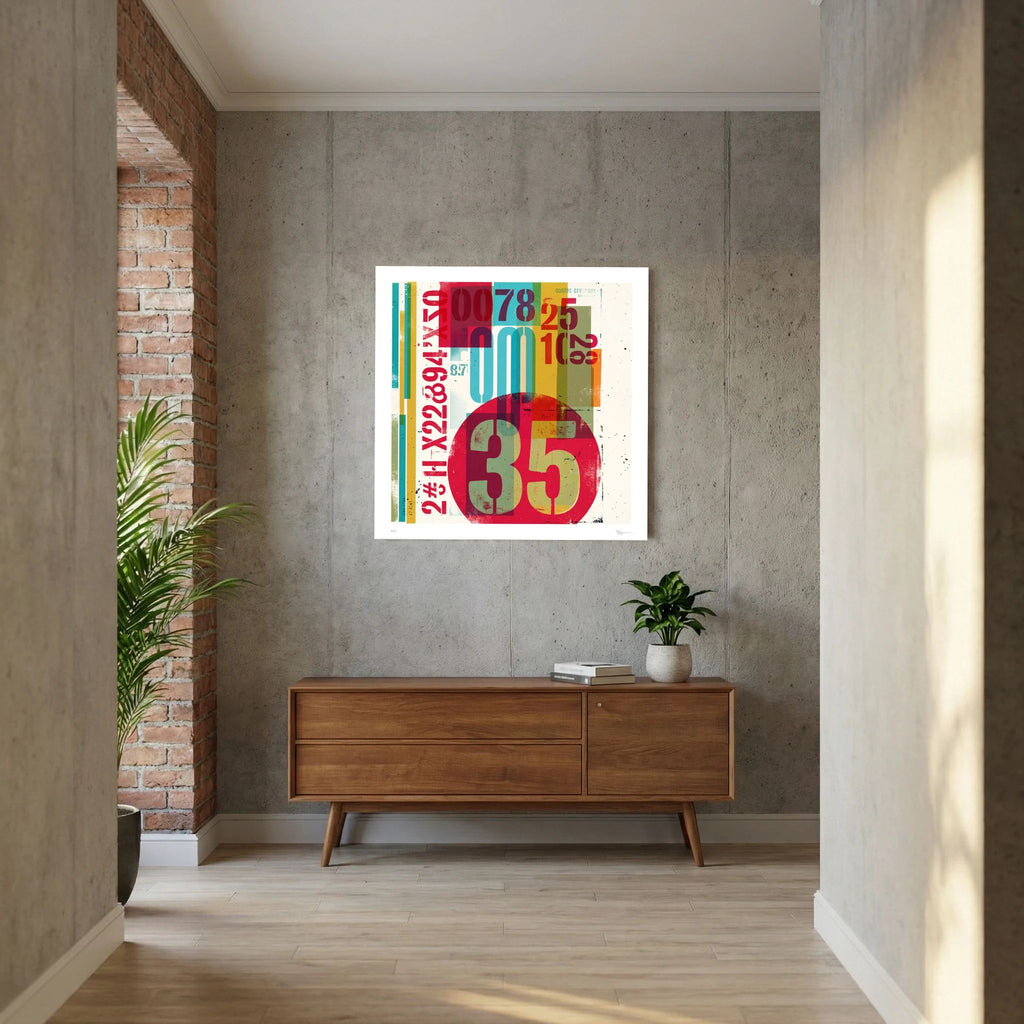 Thirty Five – Retro Typography Abstract Art Print